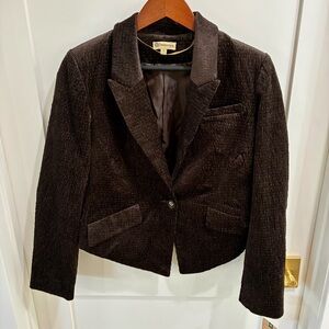 Democracy Women’s Brown Cropped Corduroy  Blazer Jacket Career Woman Small NWT